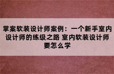 掌案软装设计师案例：一个新手室内设计师的练级之路 室内软装设计师要怎么学